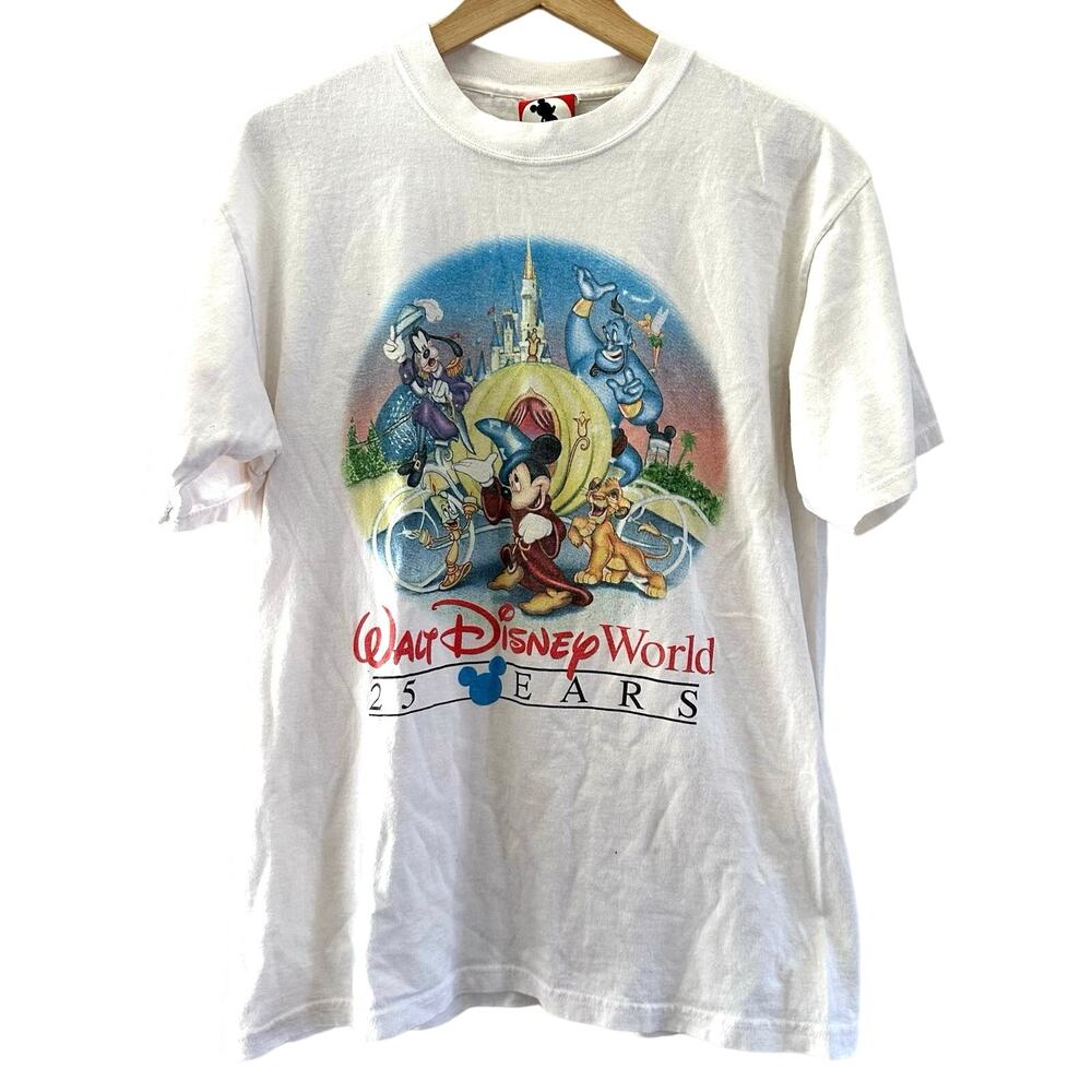 Walt Disney World 25 Years 1996 Short Sleeve Shirt White Size Large‎ 100% Cotton